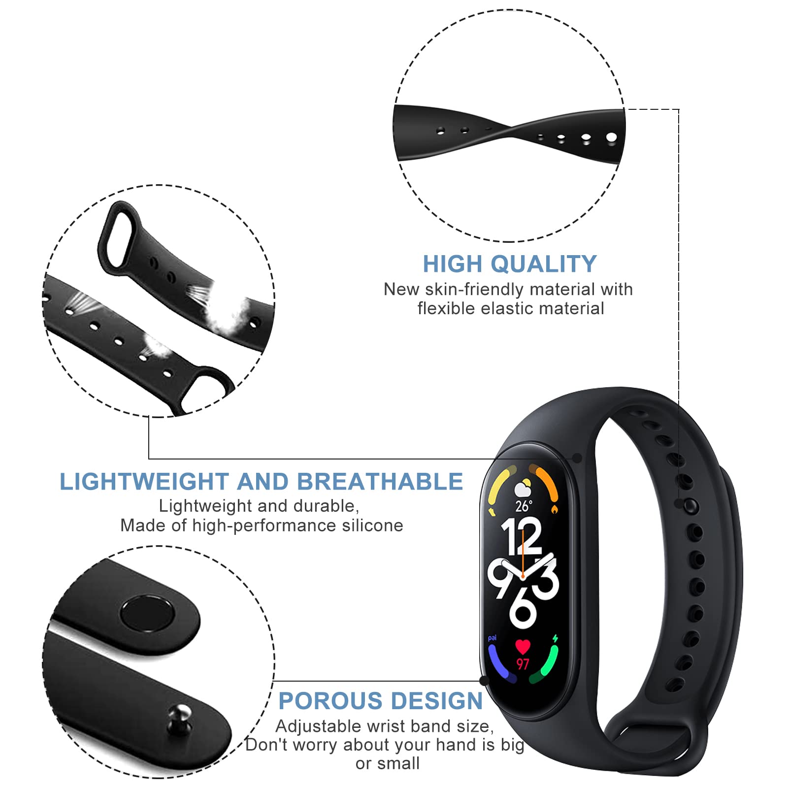 20 Braccialetti Colorati Per Xiaomi Mi Band 7/6/5 E Amazfit Band 5 - Morbidi E Antiperdita