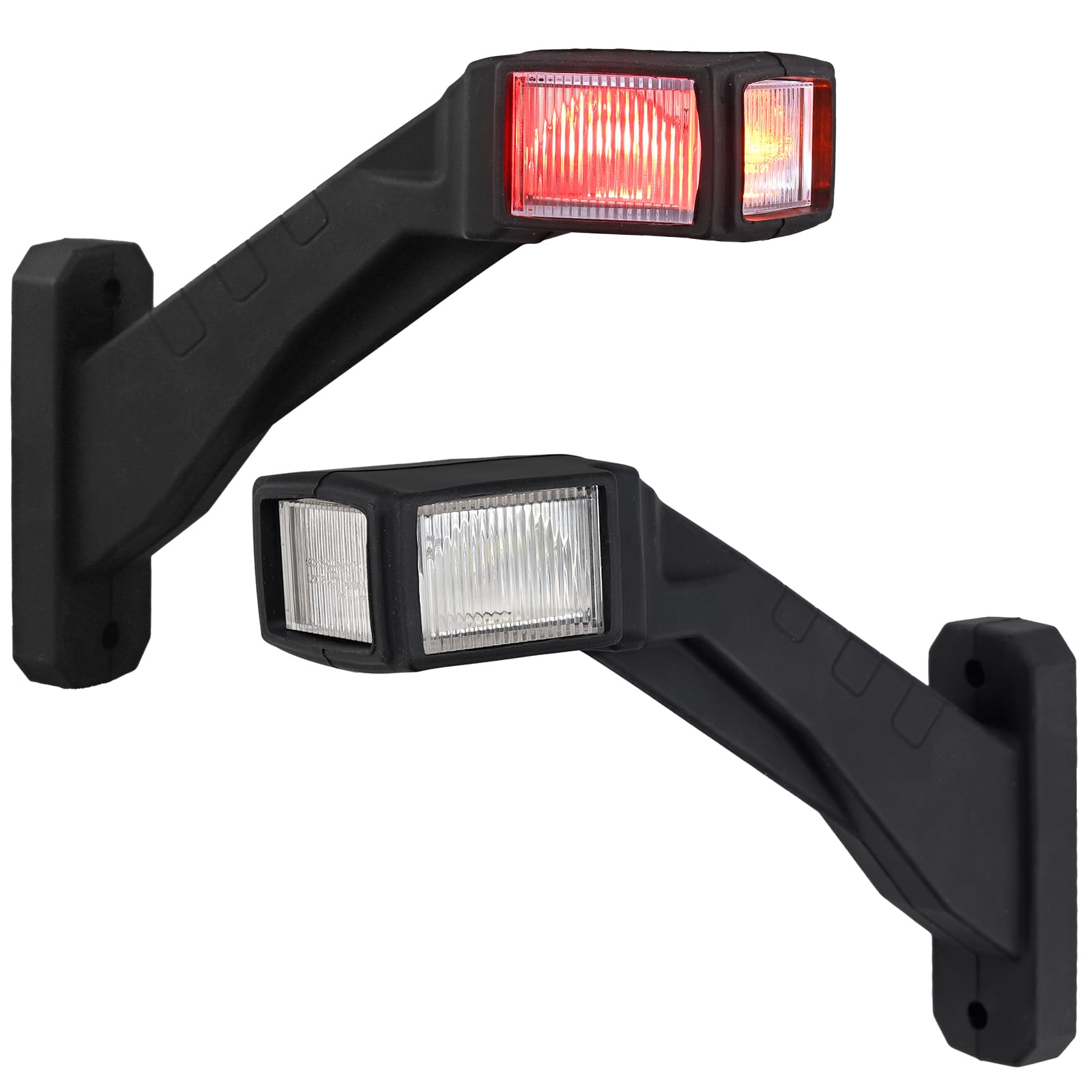 Justech 2x Feux de Gabarit Latéraux LED, Lumière de Position 6 LED Homologuée E-Mark, IP65 Étanche, Feux Latéraux à 3 Couleurs Haute Luminosité pour Camions/Remorques/Camping-Cars 10V-30V