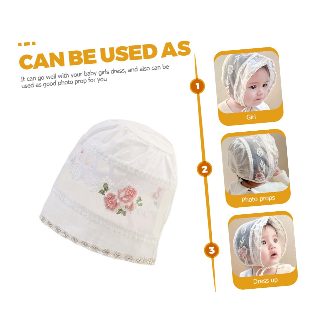 Ipetboom 5 Pezzi Cappello da Cappello Neonato Cappelli Estivi per da Bambina I Giocano a Cappelli delle Ragazze Cappellino da Cotone Bianca