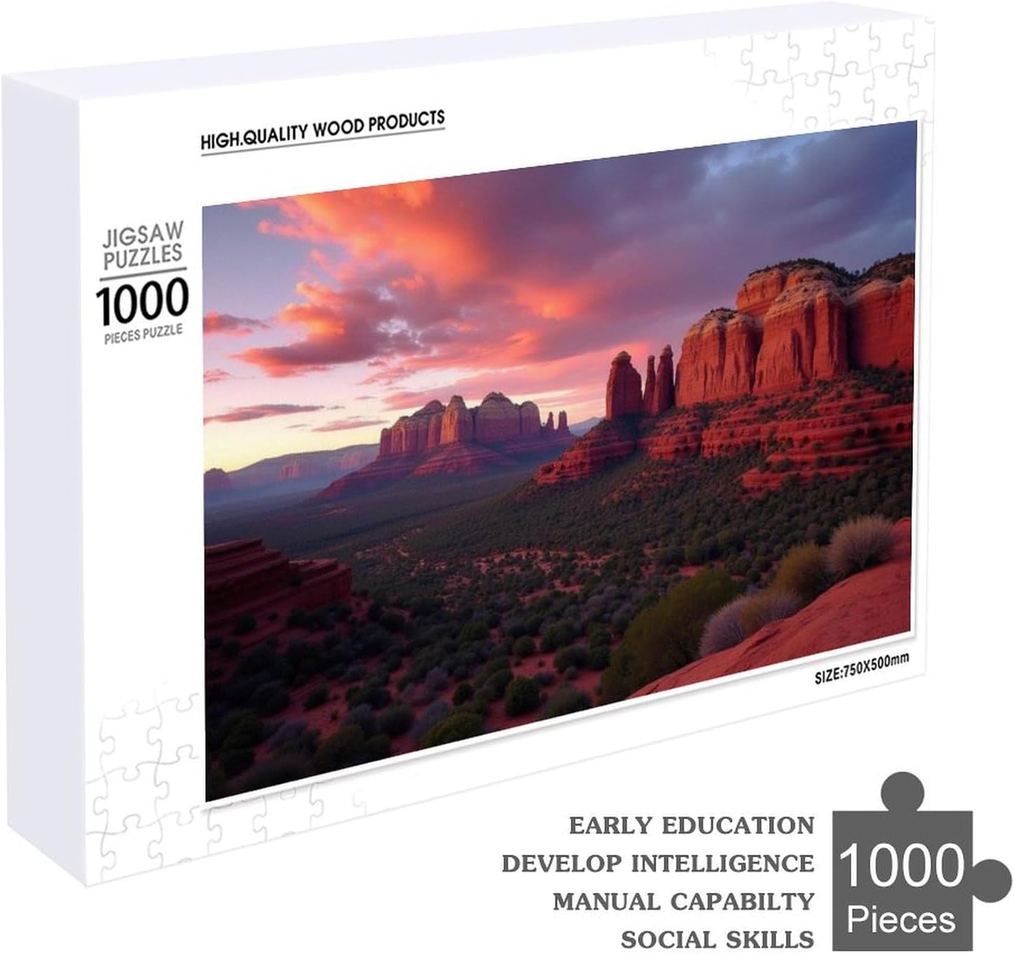 Wooden Puzzle - Cathedral Rock Sedona Jigsaw Puzzles，Wooden Puzzles for Adults 1000 Pieces Unique Gifts for Wall Art，Challenge Puzzles，Educational Games，Family Puzzles