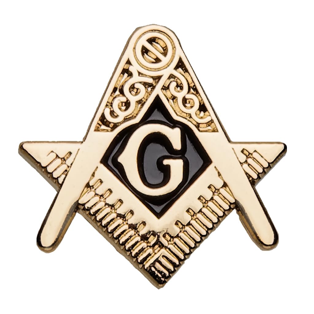 Image secondaire de Badge pin’s équerre et compas franc-maçonniques, armoiries & G Dorés, Épinglette en émail