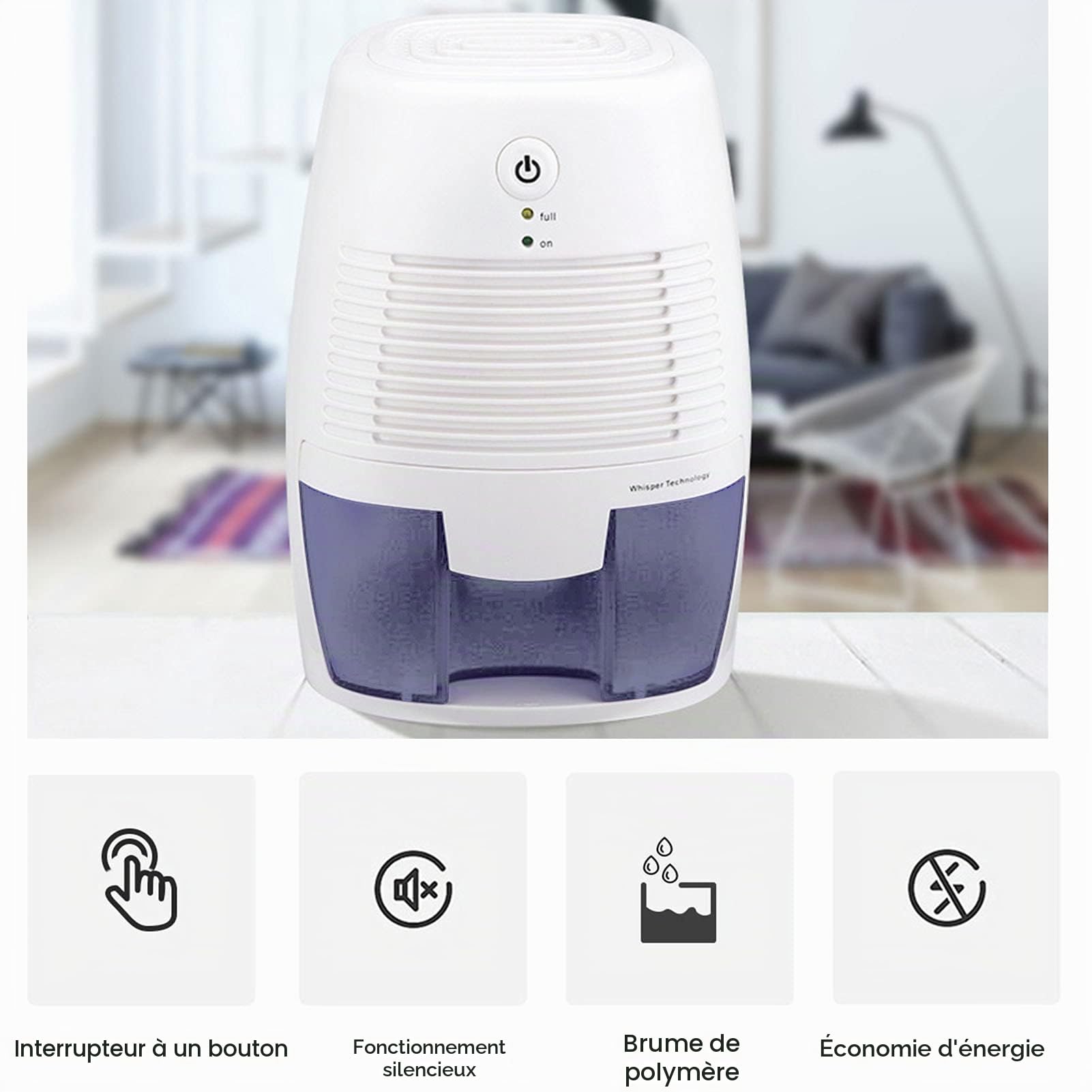 Déshumidificateur Électrique, Mini Déshumidificateur USB Portable Silencieux avec Réservoir Amovible pour Chambre à Coucher, Maison et Bureau