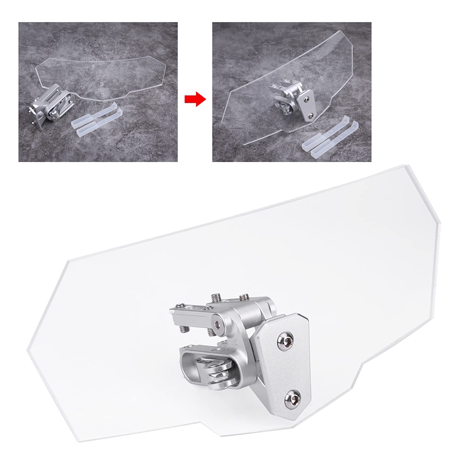 HORIALENCE Motorrad Windschutzscheibe - Transparente PC Abdeckung 42x40cm