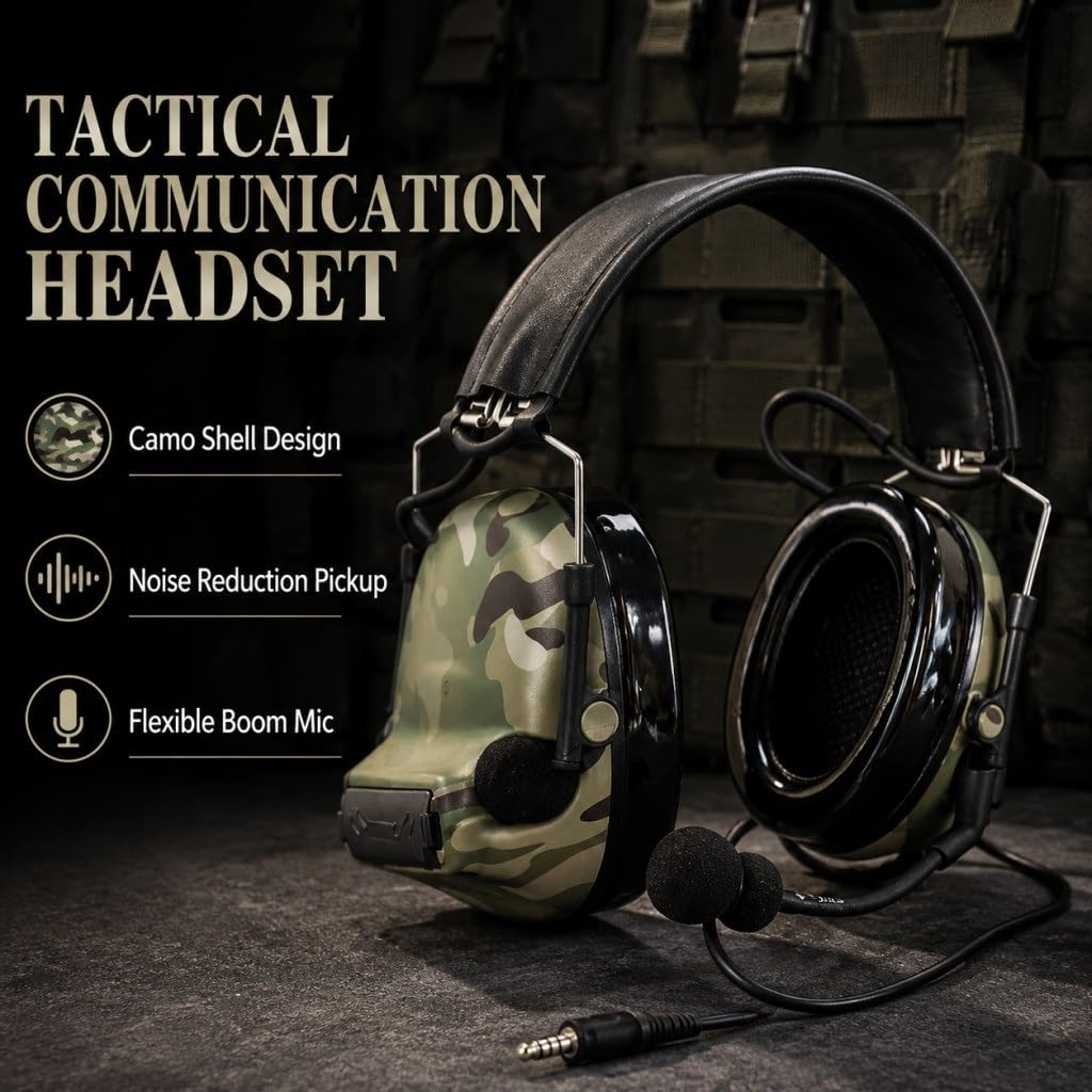 Auriculares Tácticos De Camuflaje C2, Auriculares Electrónicos De Silicona
