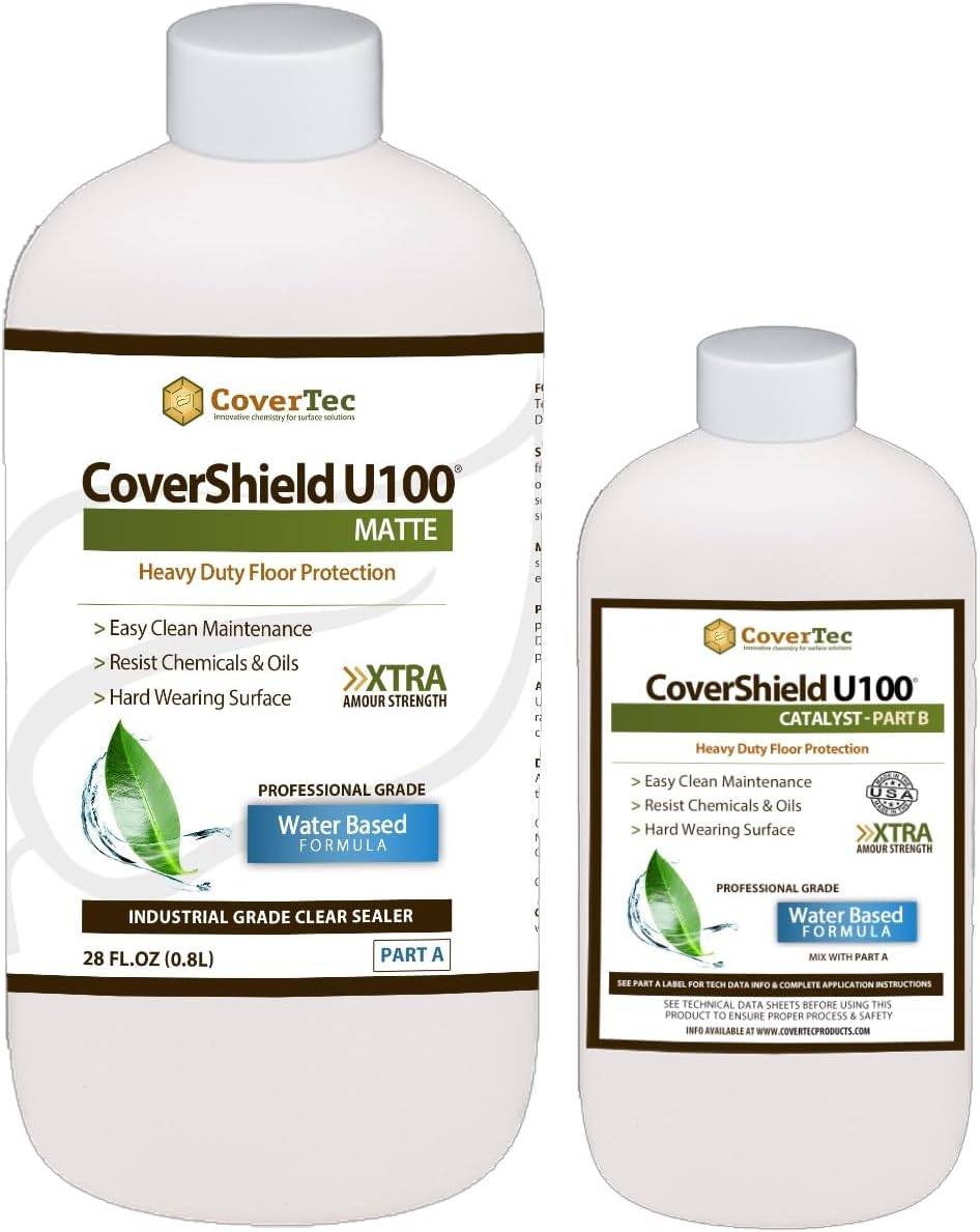 CoverShield U100 Matte Hard Surface Floor Sealer, Clear Natural Look (1 Qrt - Prof Grade (2) Part Kit)