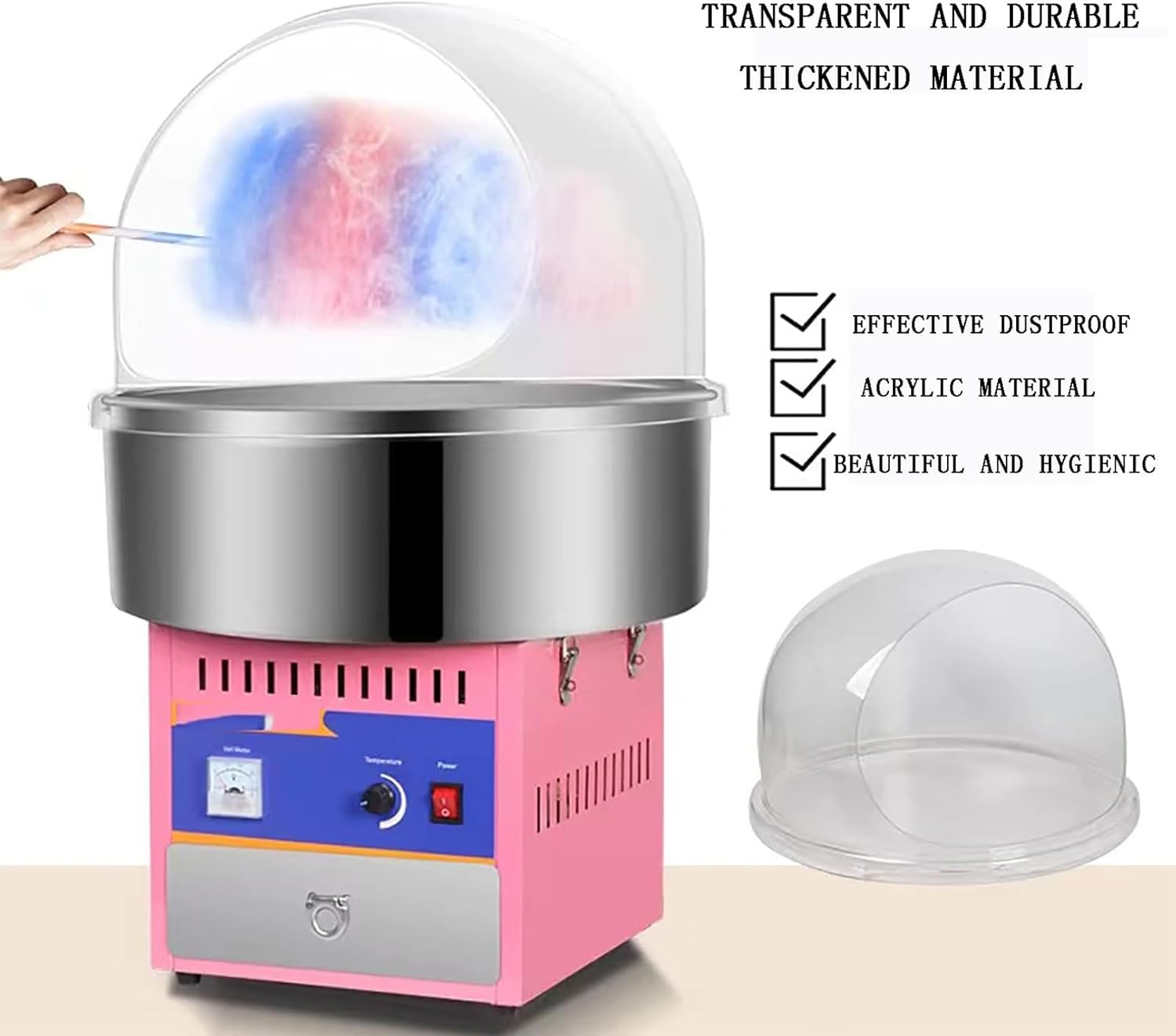 20.5 Inch Cotton Candy Machine Cover Bubble Shield Plastic, Protects The Floss, and Prevent Too Much Candy from Flying Out of The Machine