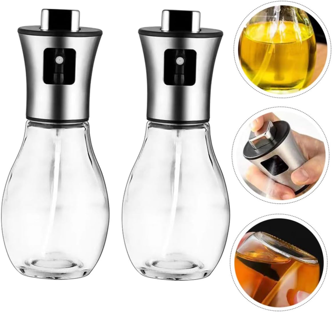Amosfun 2Pcs Oil Spray Bottle Dispenser for Cooking Non Leak Design for Oil Soy Sauce and Vinegar Kitchen Essential