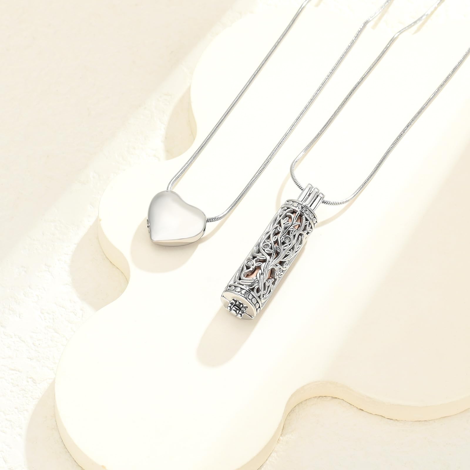 Collar de urna de árbol de la vida con forma de corazón para cenizas humanas, pelo o tierra, acero inoxidable, recuerdo y contenedor de cenizas