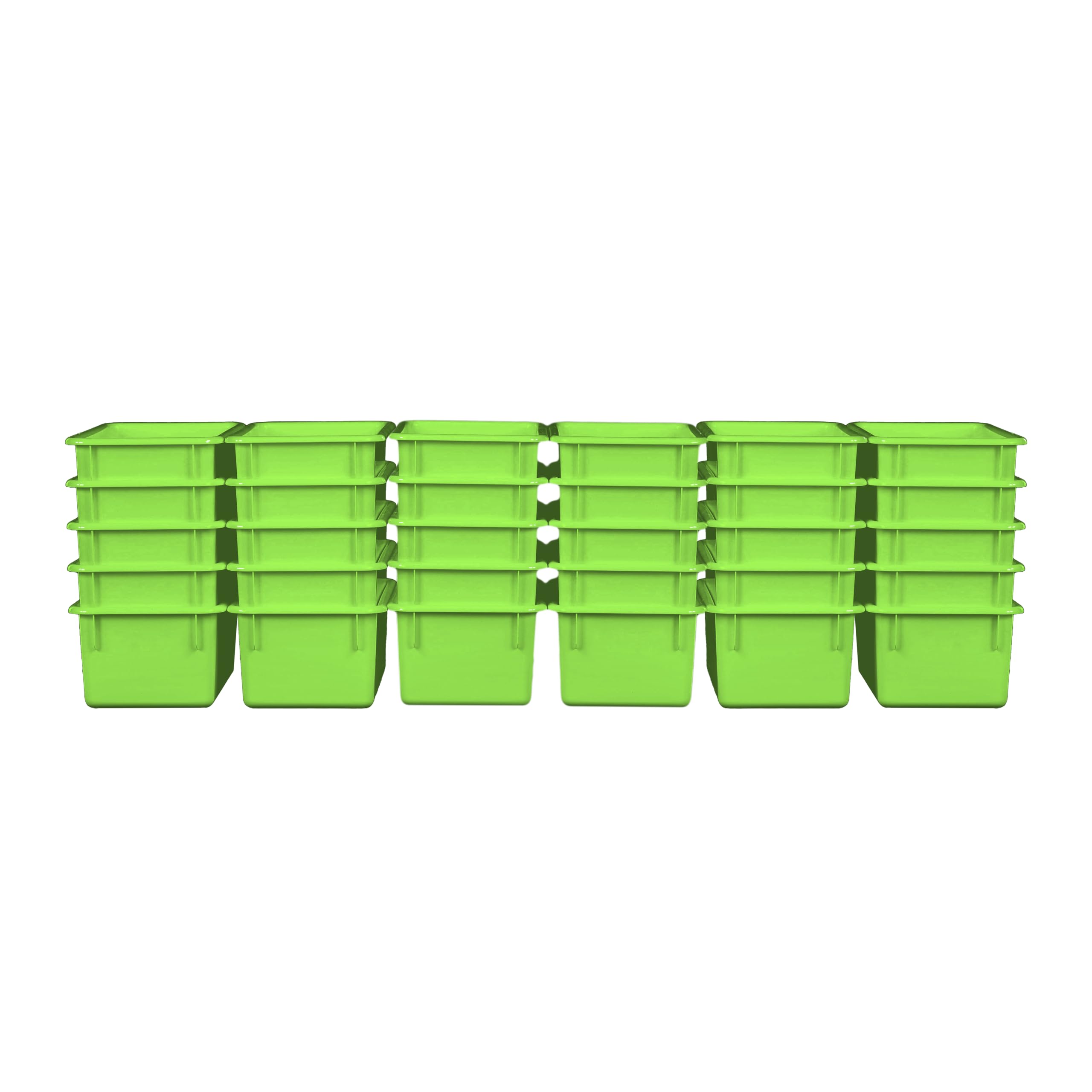 Wood Designs Cubby Storage Bin, Heavy Duty Plastic Containers for Kids Lime Green Cubby Tray Set of 30