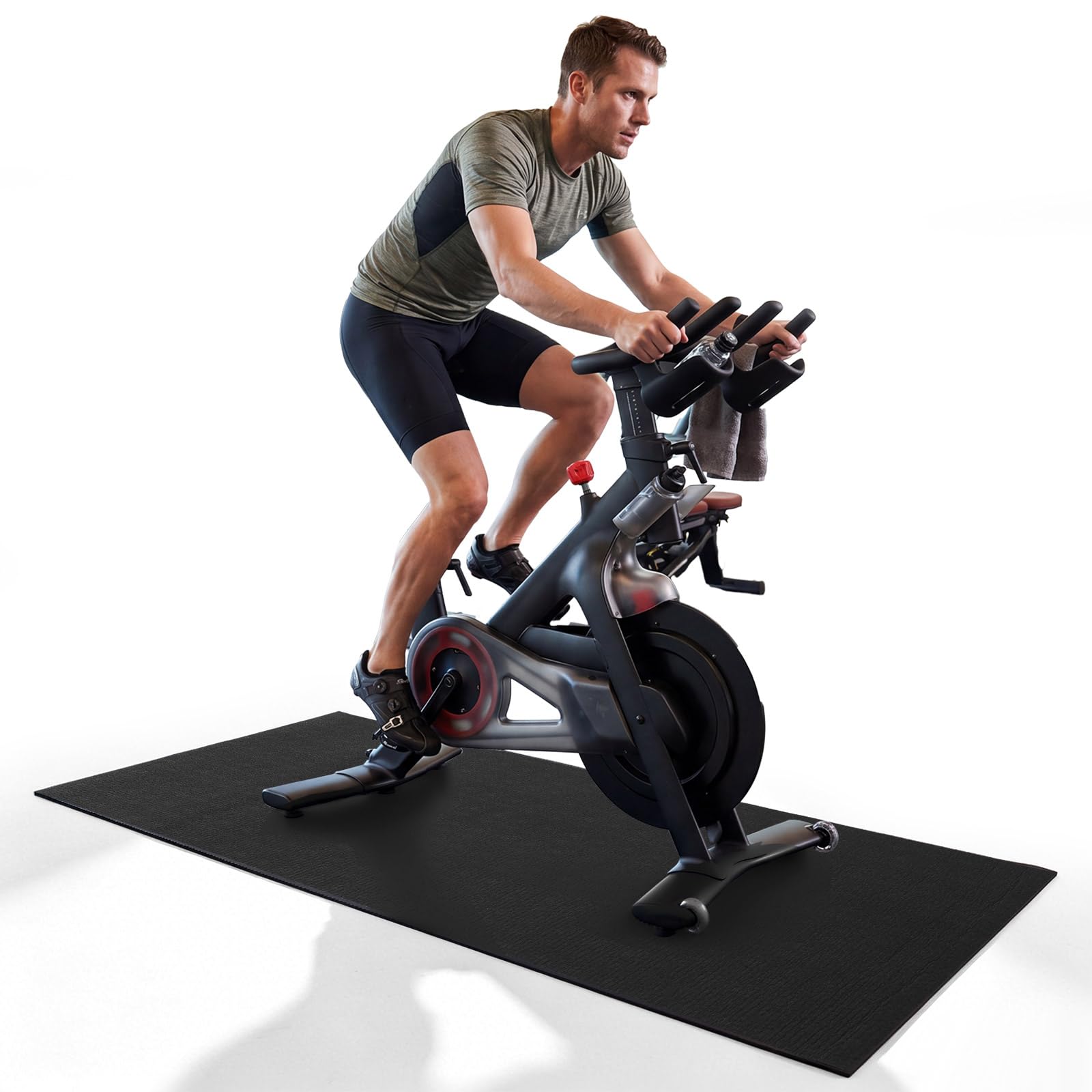 Drydiet Treadmill Mat 51" x 24", 6mm Extra Thick Bike Mat for Indoor Stationary Walking Pad, Spin Bike, Elliptical &amp; Rowing Machine, Anti-Slip Shock Absorbing Floor Protector for Hardwood and Carpet