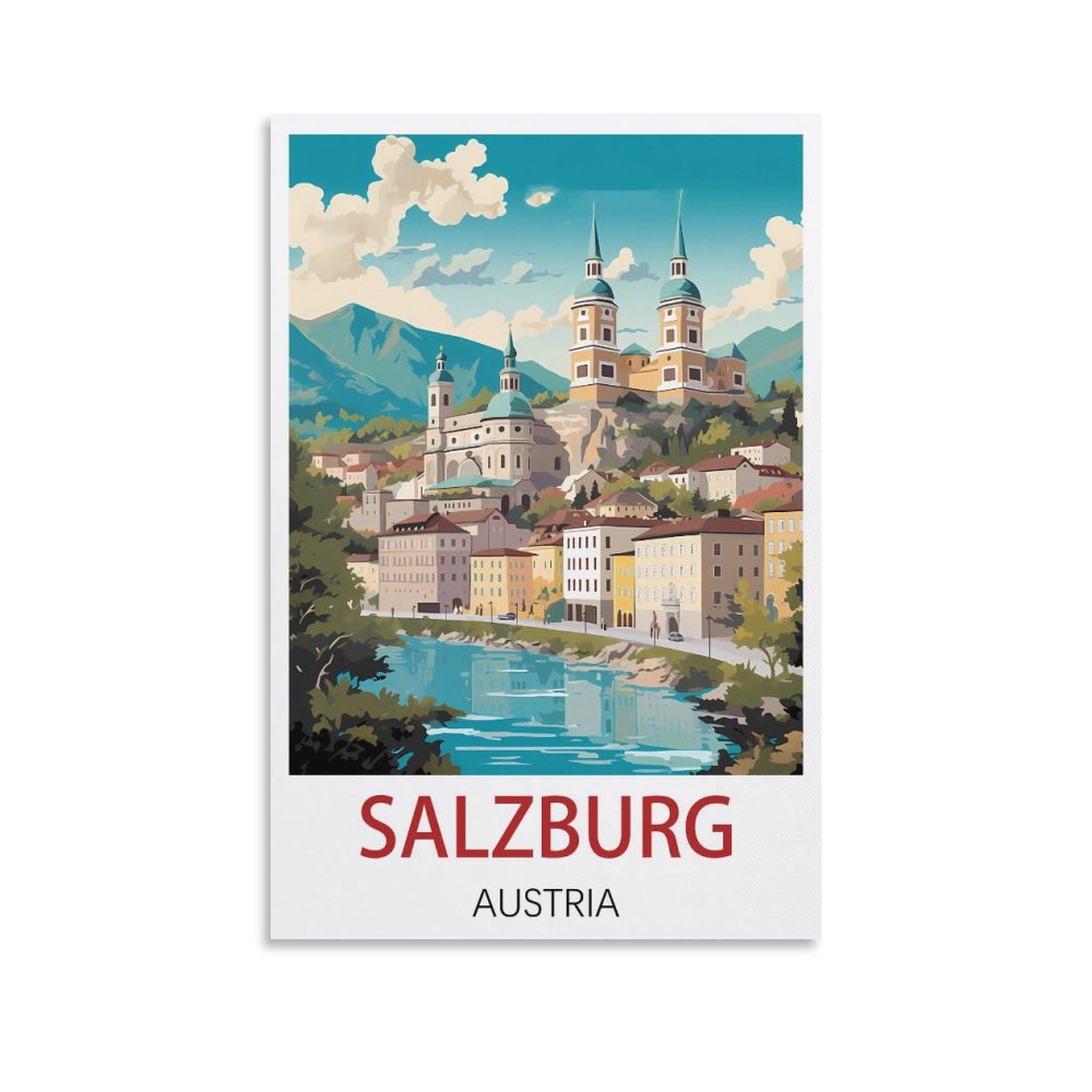 EZMLFA 5D Diamond Art Kits for Beginner,Salzburg Austria,Beginners,DIY Full Round Drill Diamond Dot Gem Art Kits for Adults,Crafts for Decor 40x40cm