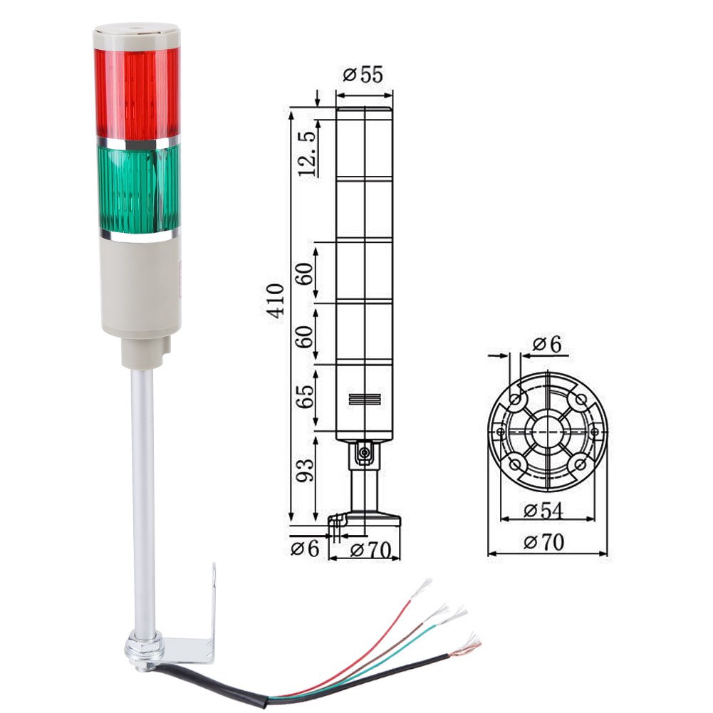 1PC LTA205-2 220V Voyant d'avertissement Ampoule d'équipement d'urgence Lampe mixte rouge et verte