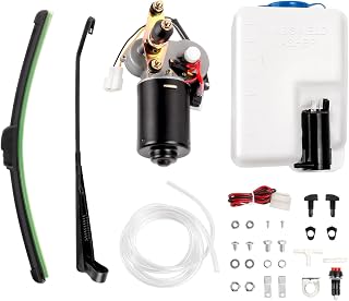 UTV Windshield Wiper Kit Electric Universal Wiper Motor Kit 12V Compatible with Polaris Ranger RZR Can Am Maverick X3 Commander Defender Pioneer Golf Cart 90° Wipe Sweep