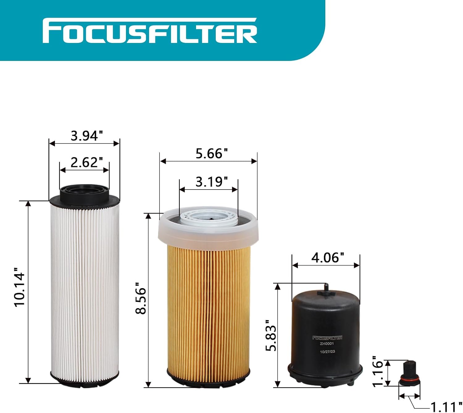 FOCUSFILTER 1718534 Filter Service Kit,for Paccar MX-13 EPA 17,Replace 1922496 1922496PE Oil Filter Centrifugal,2234788 2234788PE Oil Filter,2277129 1852006 Fuel Filter,1982821 Drain Tap- Plug