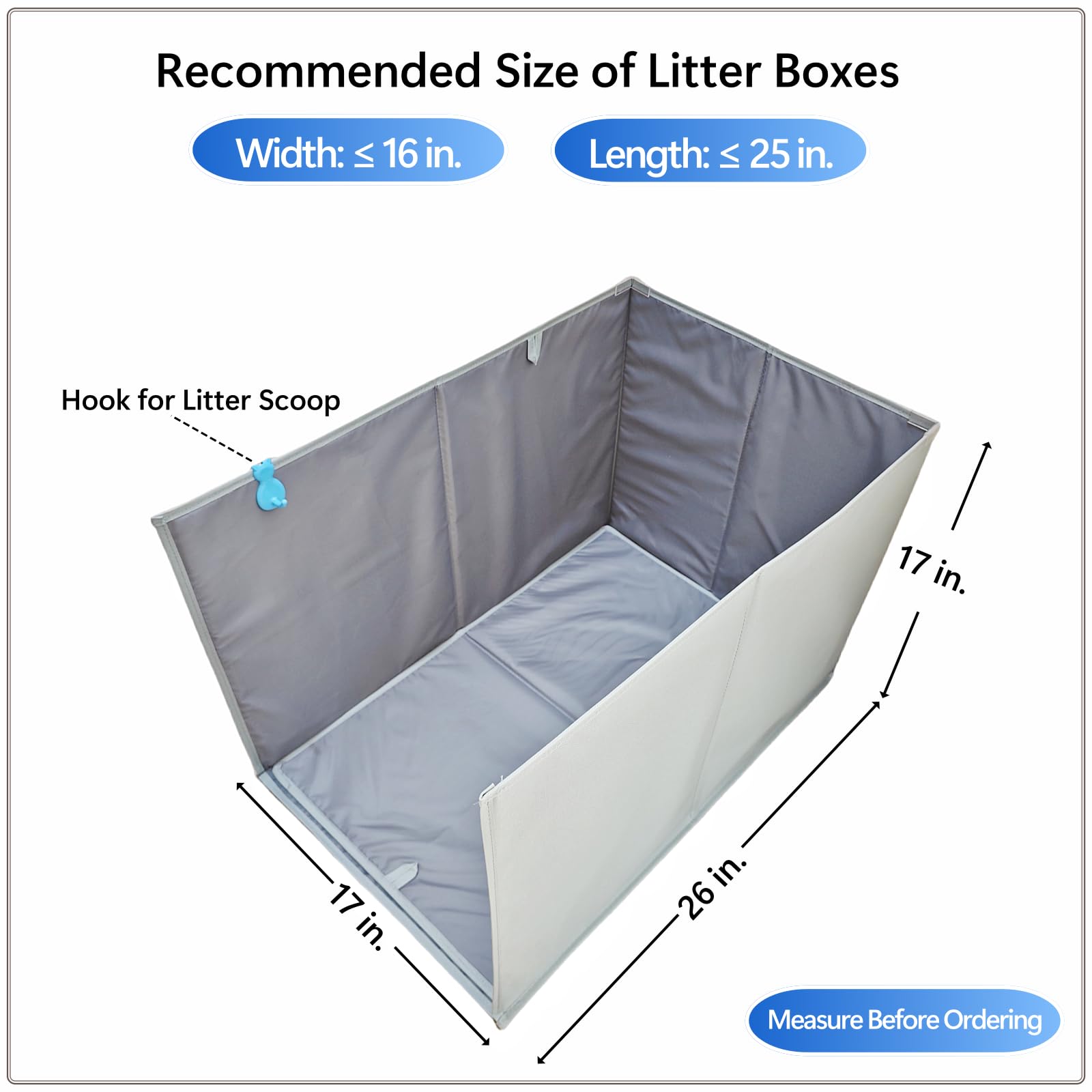 GesomePurrz Extra Large Cat Litter Box Enclosure, Open Top High Sided, Waterproof Splash Guard for Cat Litter Boxes - Image 2