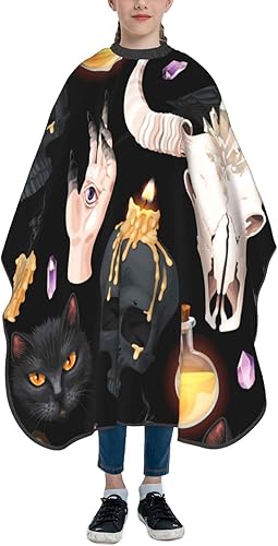 Kids Haircut Cape Hair Cutting Cover Salon Barber Hairdressing Apron for Child- Raven Skull Cat Magic