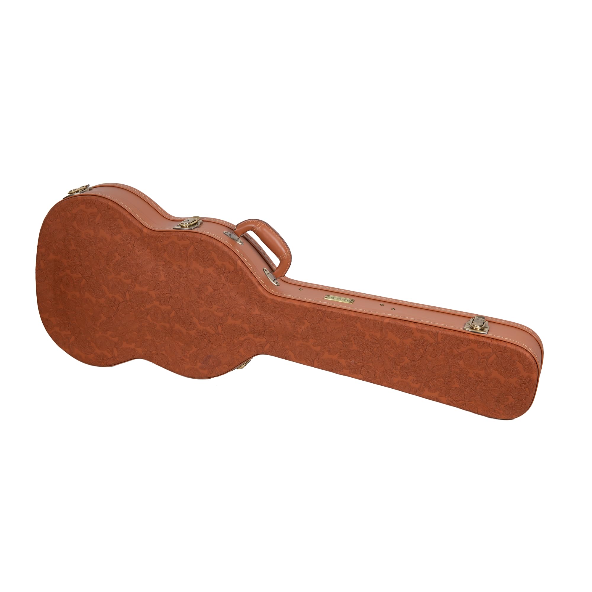 Crossrock Etui na gitarę SG z serii Relief do gitar elektrycznych Gibson SG Style, rzeźbione wykończenie z czerwonego drewna, kość słoniowa, pluszowe wnętrze, zamek, drewniana twarda skorupa premium