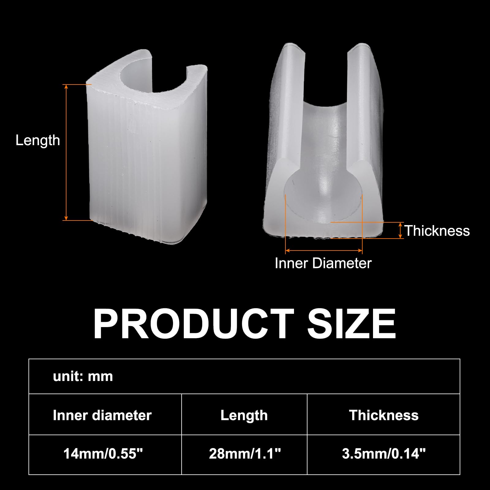 uxcell 20 Pcs Chair Foot U Shaped Floor Glides, 28mm Plastic Chair Leg Caps, Non-Slip Chair Foot Pads for Chair Leg White - Image 2