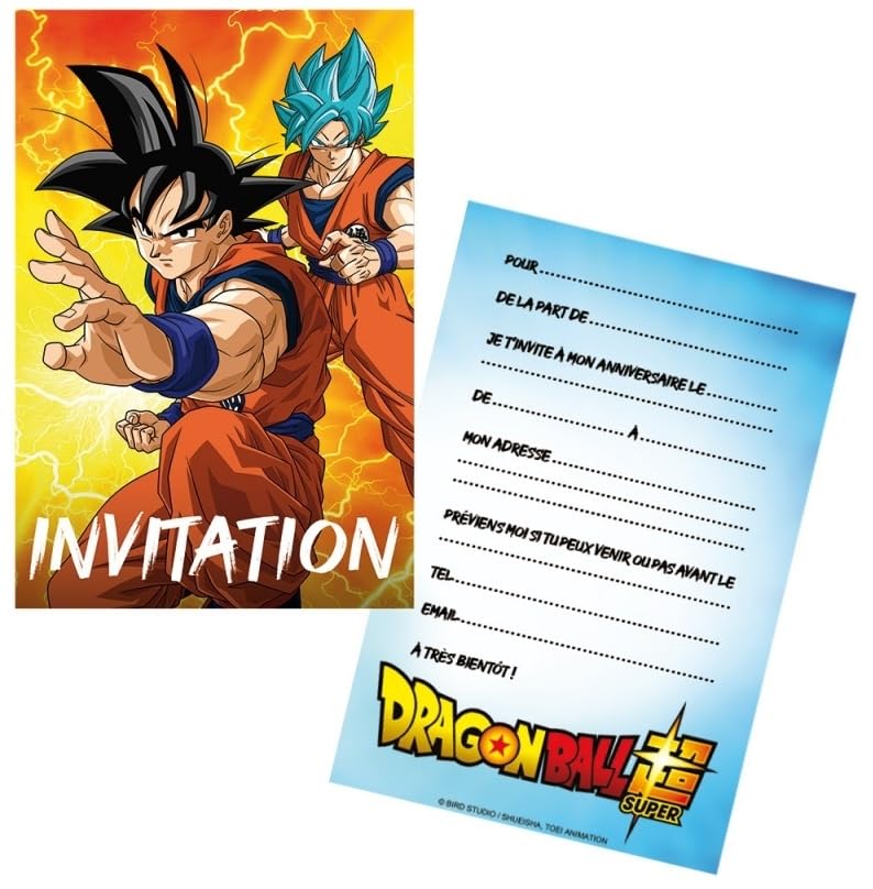 Chaks 12809-DB, 8 tarjetas de invitación de cumpleaños, 15 x 10 cm, Dragon Ball
