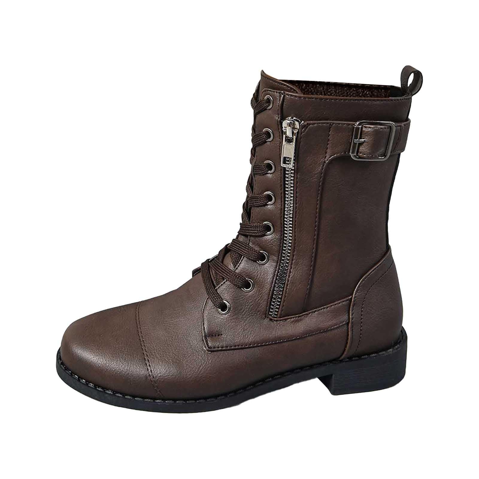 Bottines mi-mollet en cuir véritable marron café chic taille 39.5 - 8