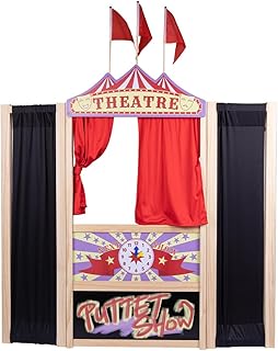 Puppet Theater, Wooden Puppet Theater,Large Size 44 Inch X 45 Inch,Can Accommodate 3-4 Performers at The Same Time,Foldable