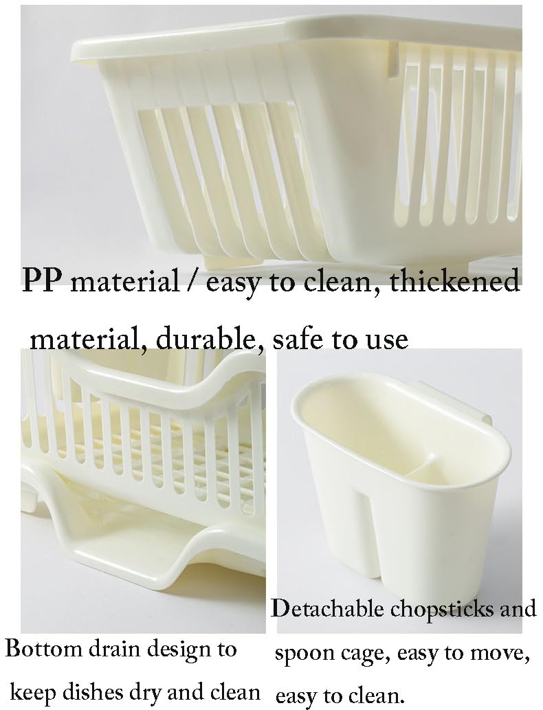 El Estante de Drenaje de Cocina es Respetuoso con el Medio Ambiente, insípido, Duradero, Limpio y ordenado, Estante de encimera de Almacenamiento de Platos para el hogar (Beige)