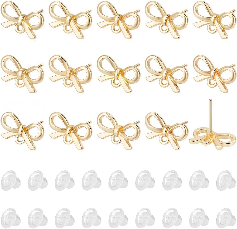 30 PCS Earring Hooks With Crystal - Gold Plated Jewelry Making Supplies With Clear Backs