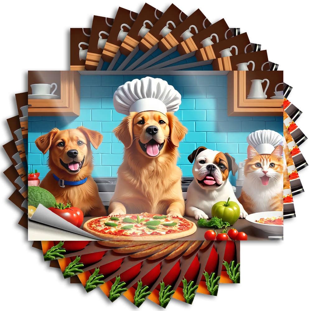 Decal - Badass Case Dogs Cooking Pizza in A Kitchen. for Items Beer Accessories(6X9CM)