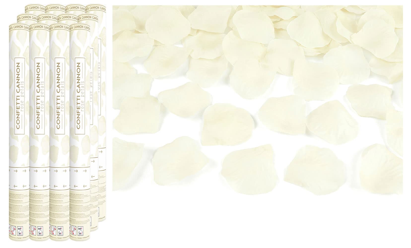 Konfetti Kanone Rosenblätter 40cm 12er Set Konfettikanone Party Popper Hochzeit Geburtstag creme