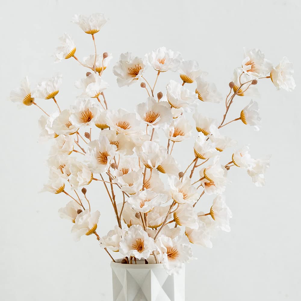 MIGGN Artificial Flower, Cherry Blossom Branches Tree Stems Decor, 3pcs Boutique Silk Flowers, 39 Inch Faux Tall Cherry Flowers for Wedding Party Home Decor