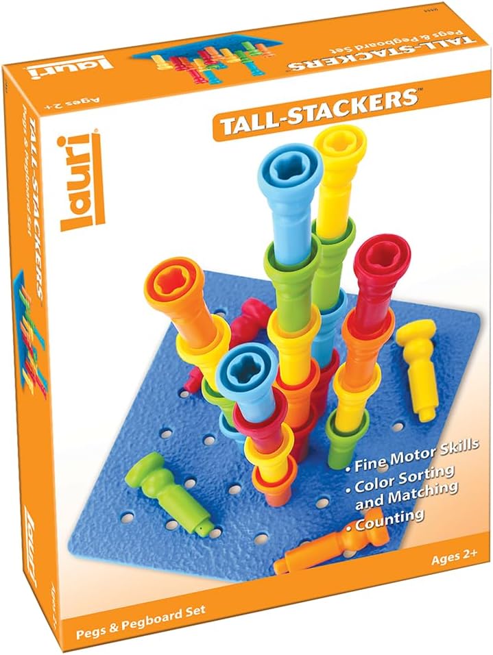 Lauri Tall-Stackers - Pegs and Pegboard Set Multi, 26 Pieces