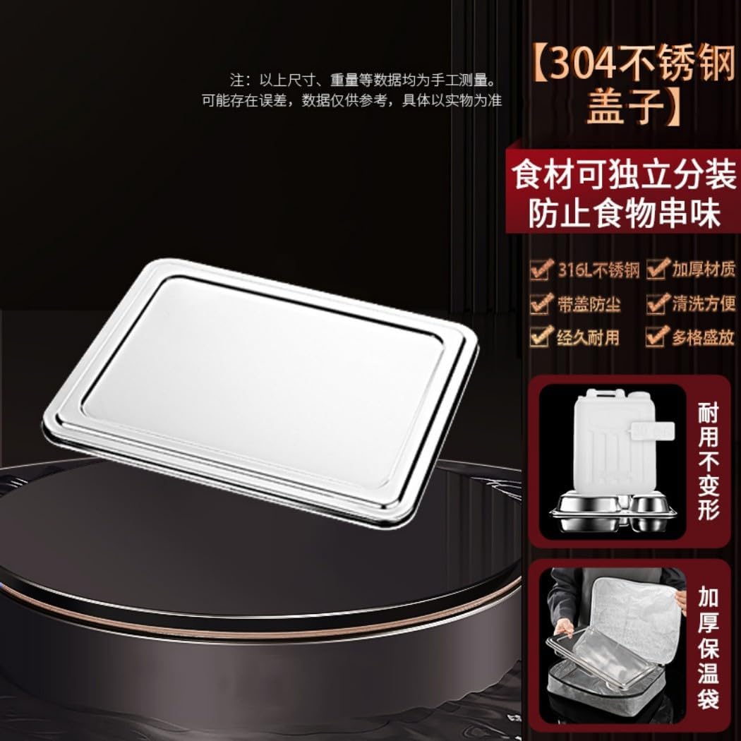 For Kitchen Easy to Clean 加厚316L不锈钢快餐盒便携带盖分格餐盘上班族大容量保温饭盒 Kitchen Utensils for Cookware, Sinks, Dishes,-1547