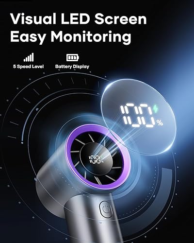 Miniatura 2 de SOTHING Ventilador de mano portátil - Ventilador turbo de mano de 15000 RPM para viajes con alta velocidad, batería de 11 horas de duración