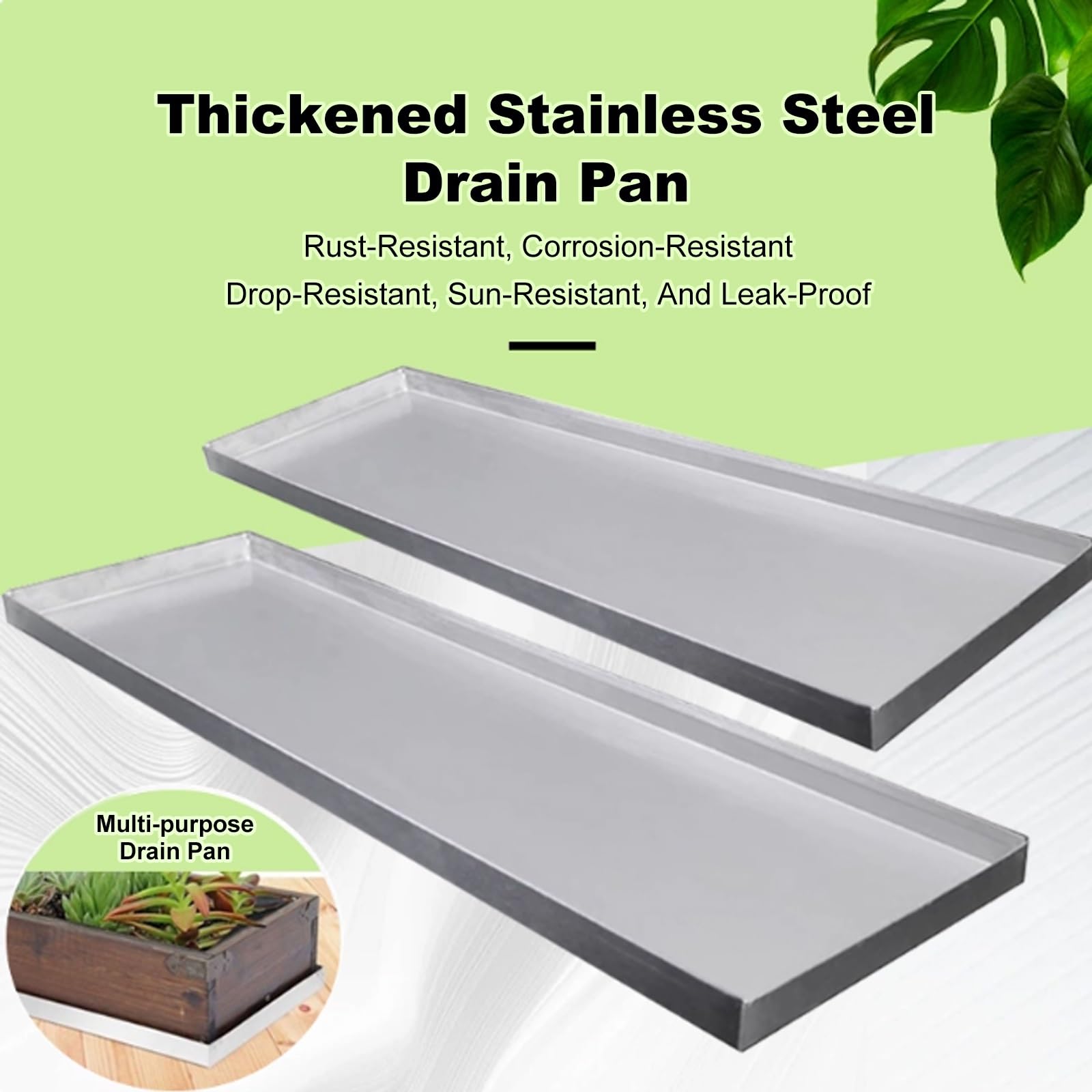 Bandeja de drenaje de aceite de acero inoxidable a prueba de fugas para macetas de interior/exterior, varios tamaños, sin agujeros, ideal para jardinería y uso doméstico