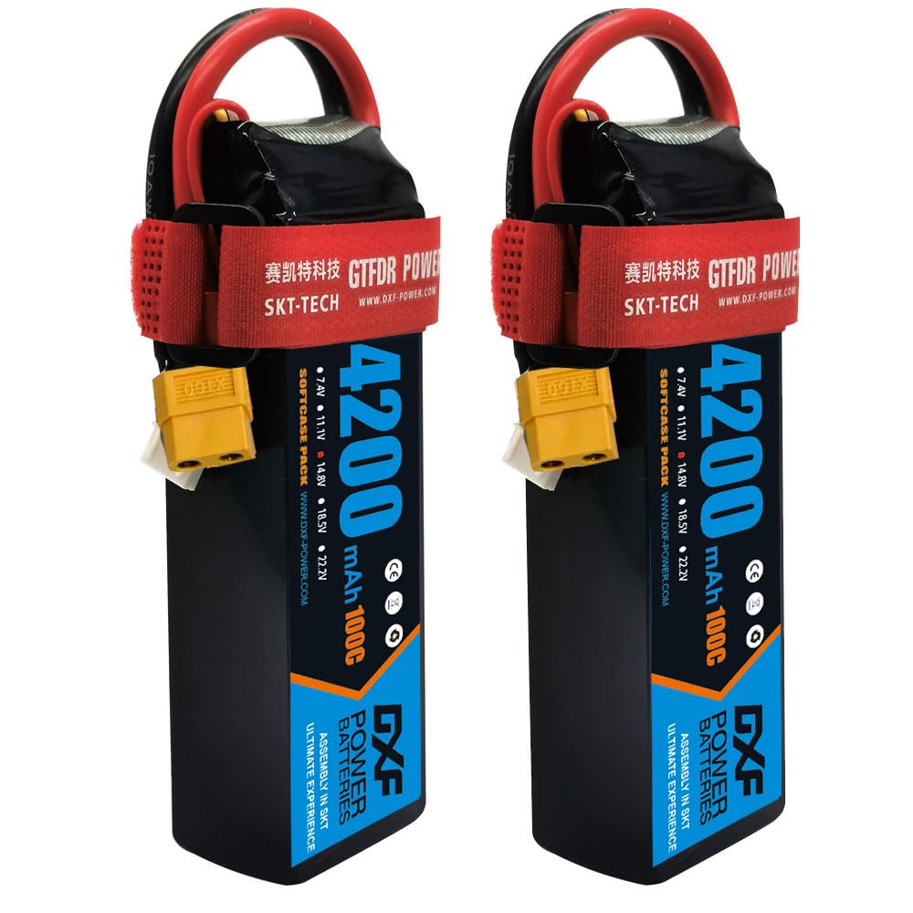DXF4200 mAh 4S Lipo Battery 14.8 V 100C Plug XT60 for RC Buggy Vehicles Car Truck Tank Boat RC Hobby Pack of 2