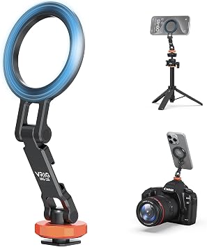 VRIG Magnetic Phone Tripod Mount for Magsafe, Aluminum iPhone Tripod Mount Adapter with 1/4 Screw, 360 Cold Shoe Phone Holder for Camera, Compatible with iPhone 16/15/14/13/12 Series