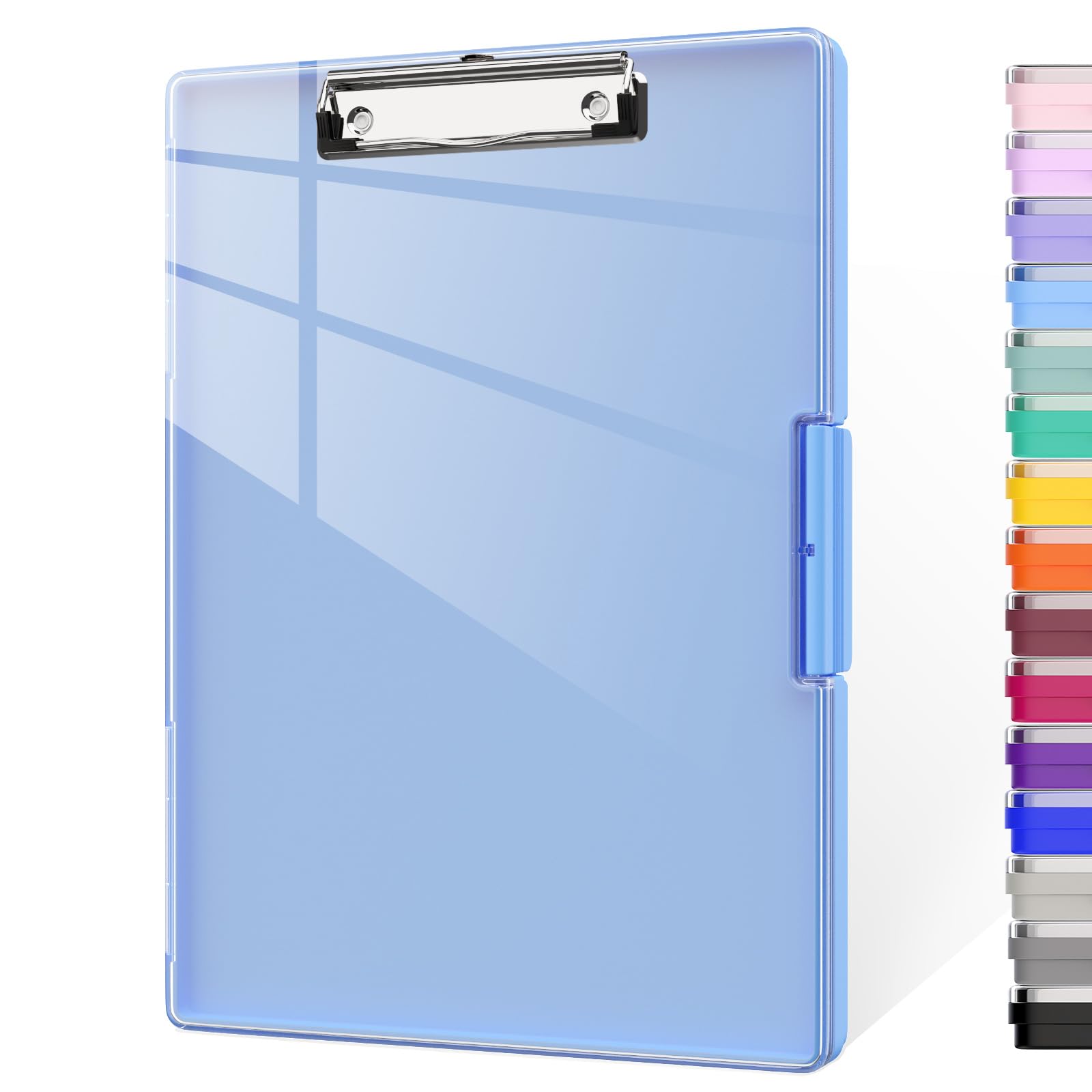 Piasoenc Clipboard with Storage, 8.5 x 11 Clip Boards with 2 Storage Case and A4 Paper Folder, Clear Dry Erase Top Panel