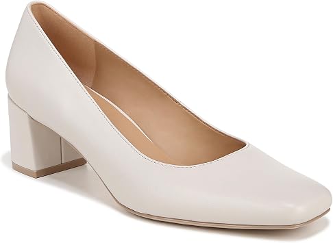 Naturalizer Womens Karina Square Toe Pump Satin Pearl White Leather 6 W