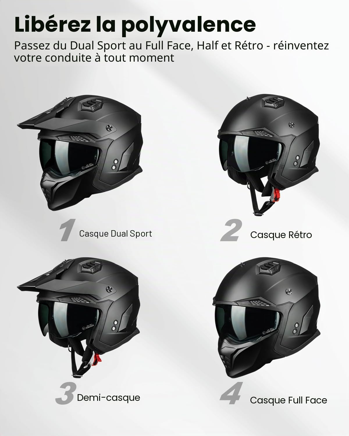 ILM Casque Moto Homme Femme Homologué ECE22.06 Modulable Jet Vintage Rétro Scooter Trottinette Electrique ATV Adulte avec Visiere HS711