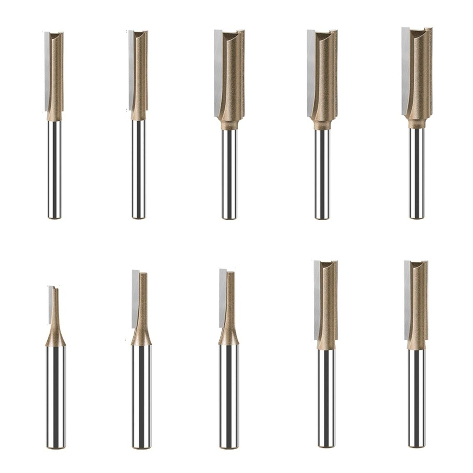 Broca Recta CNC De Vástago De 6mm, Embellecedor Al Ras, Broca Enrutadora De Doble Flauta, Fresa De Carburo De Tungsteno, Herramientas De Carpintería, 1 Ud.(10PCS 6mm Shank)