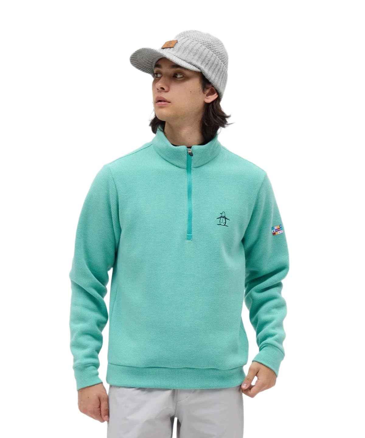 未使用 マンシングウェア◆アノラック ハーフジップ パーカー◆レッド Mサイズ Penguin by Munsingwear 公式 ペンギン バイ マンシングウェア