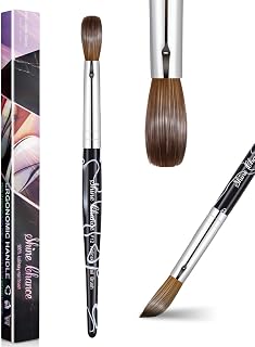Acrylic Nail Art Brush Size 12, 100% Pure Kolinsky Hair Oval for Application, Professional Extension Manicure Tool Striping Drawing Pen DIY Home Salon, Black, 1.0 Count