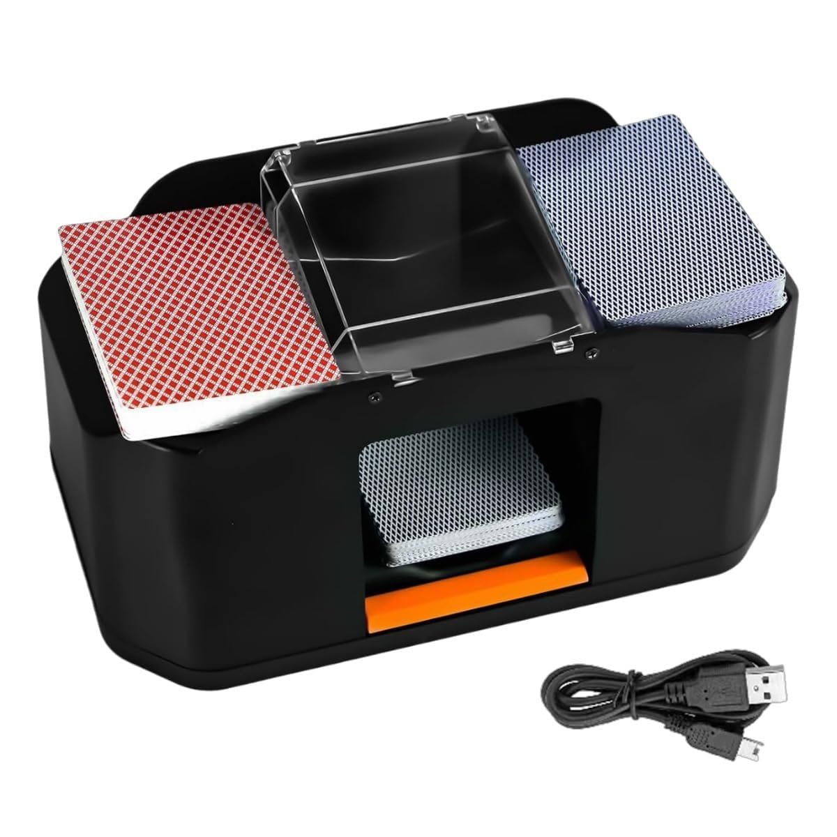 Shuffler automatico Shuffler 1/2 ponti, macchina da shuffler ricaricabile da 2000 mAh con motore a basso rumore, gioco di carte da casinò con shuffling di schede elettriche per poker da casinò, UNO