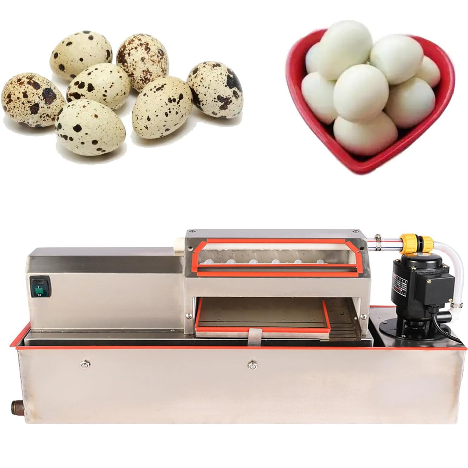 BOOZXCV Electric Quail Egg Peeler, Automatic Stainless Steel Sheller with 25W Motor, Efficient Processing Tool for Commercial and Home Use, Saves 65% Water with Circulation, Capacity 35kg/h