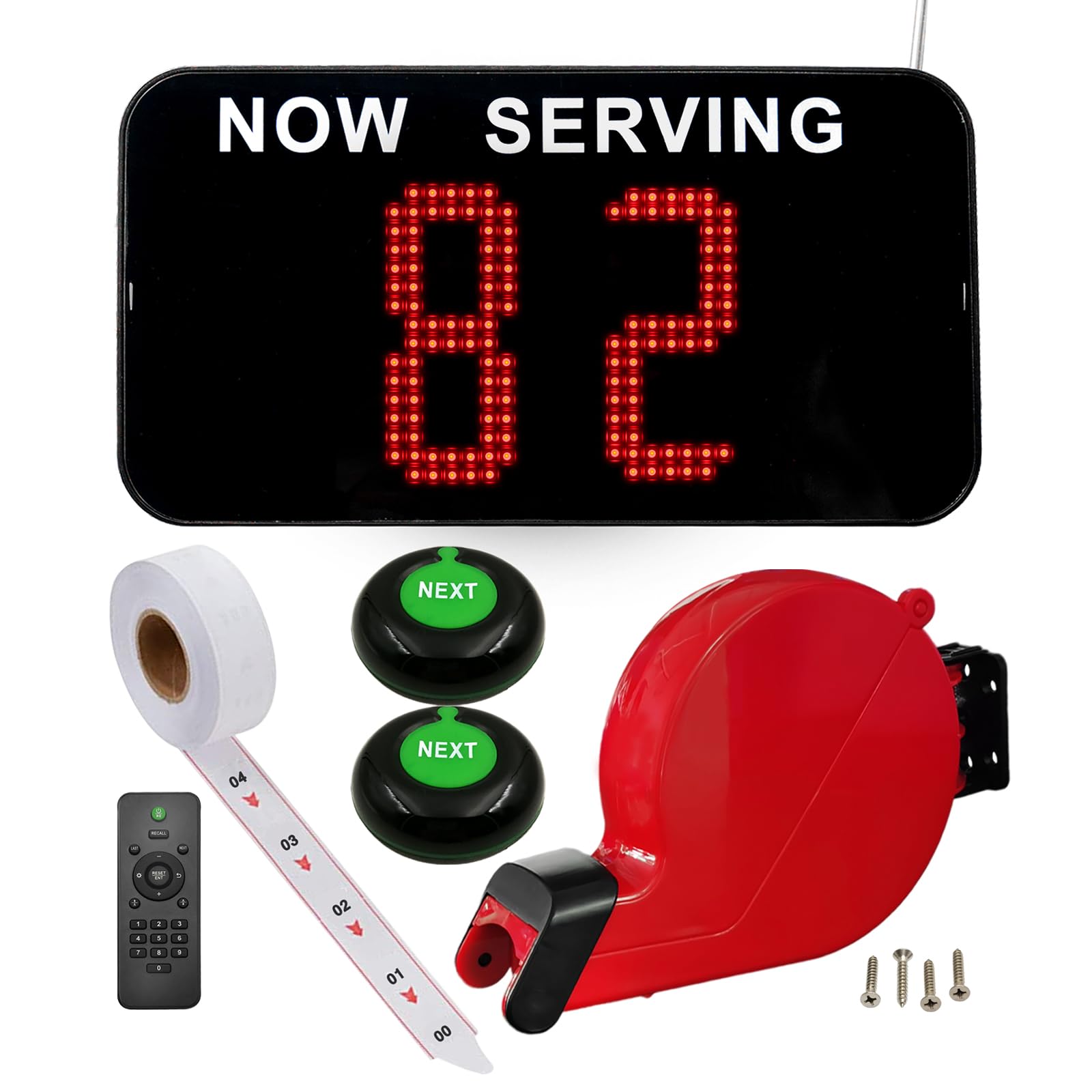 Now Serving Number System Take a Number System Queue Calling System with 2-Digits Number Display 2 Next Button 1 Ticket Dispenser