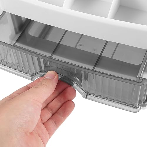 Miniatura 7 de EXCEART Cajones de almacenamiento de escritorio 2 capas de plástico organizador de maquillaje apilable caja de almacenamiento de artículos de