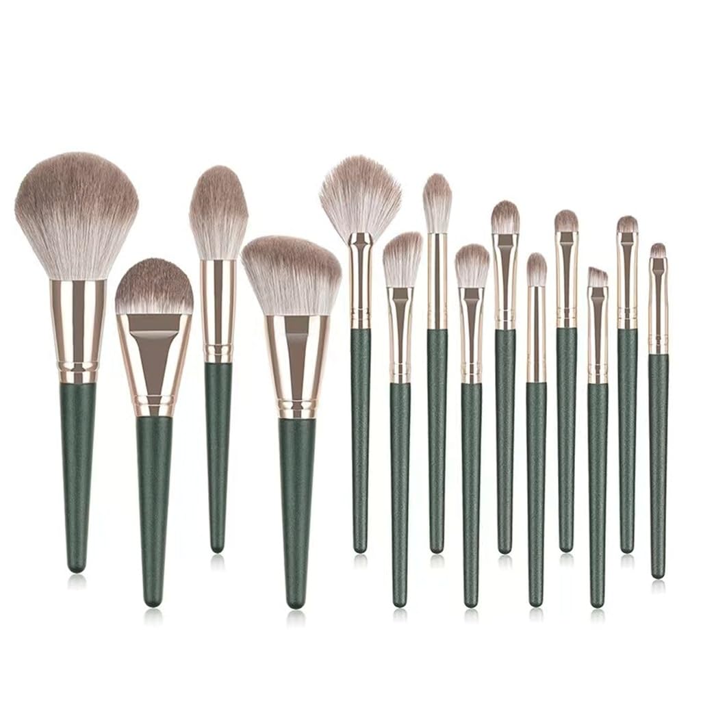 Juego de 14 brochas de maquillaje con bolsa portátil para polvos y sombras