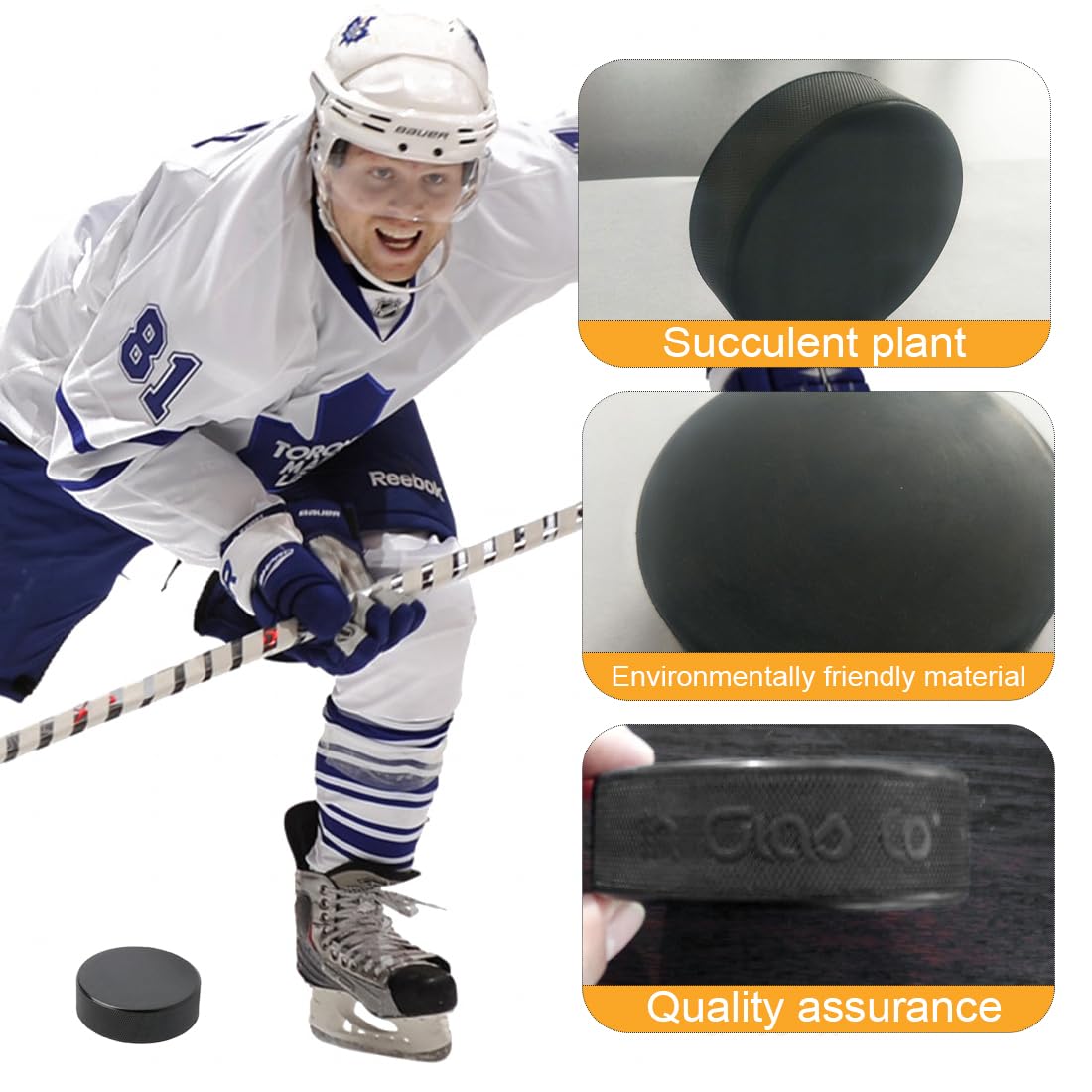 Palets d'exercice de hockey en caoutchouc 3 PC pour hockey sur glace