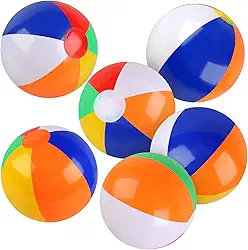 Pacote com 6 bolas de praia, bolas de praia de 25 cm para crianças, brinquedos de piscina da cor do arco-íris, bolas de bilhar para piscina, brinquedos de praia, bola inflável para festas de verão e