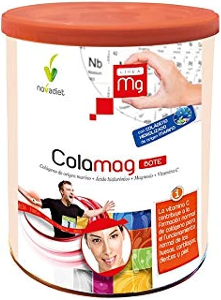 NOVADIET Marine Collagen Colamag Bote with Magnesium Powder - Supplement Powder for Radiant Skin and Maintenance of Bones & Joints - 300 g